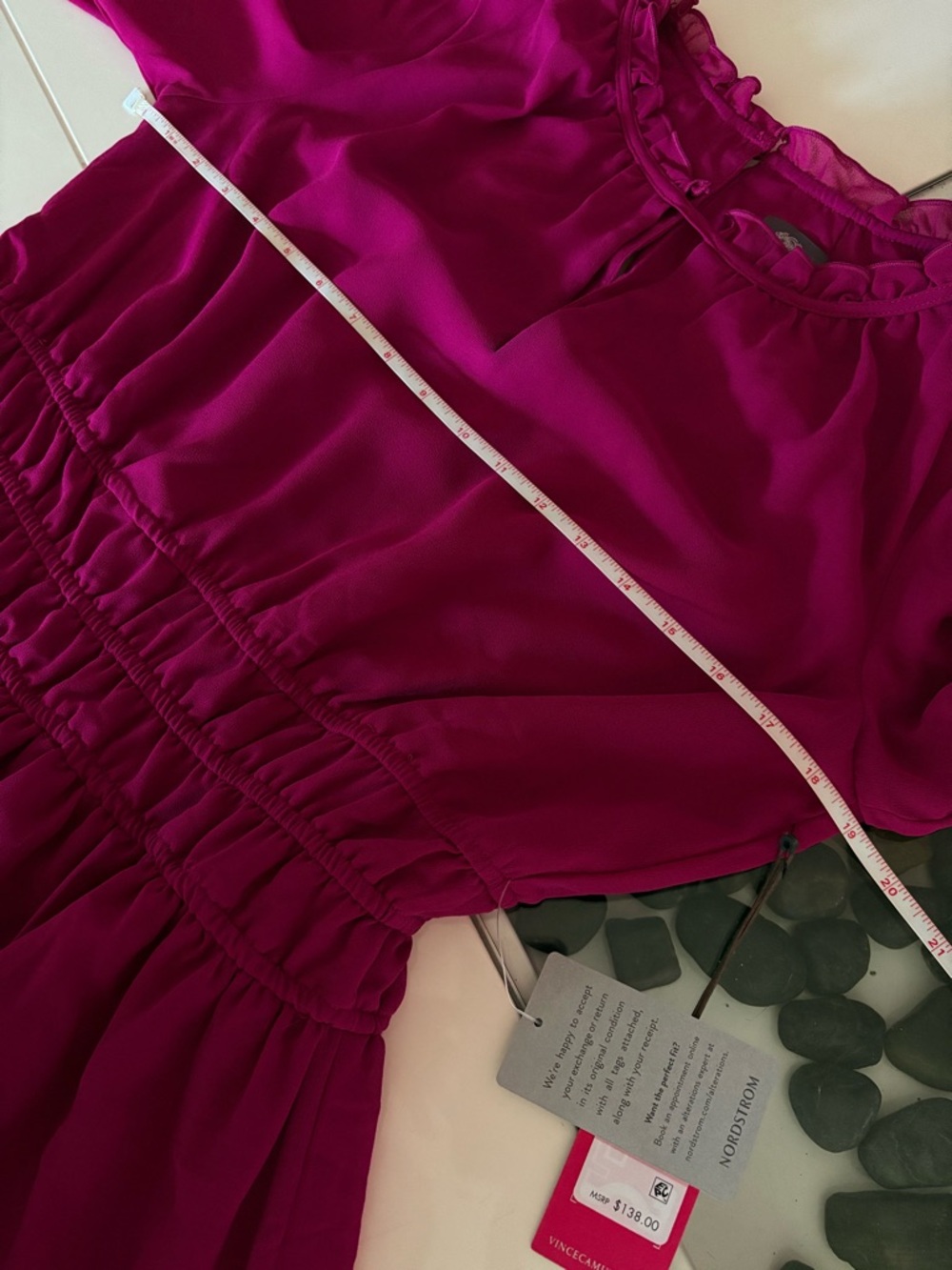 NWT- Vince Camuto Long-Sleeve Smocked Waist Dress - Picture 8 of 10